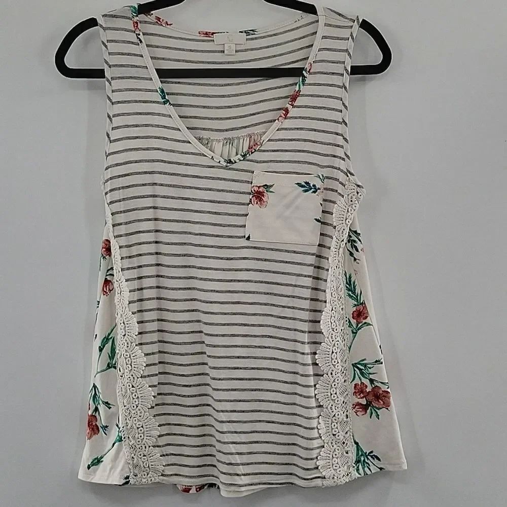 3 For$20 Charming Charlie Stripped Floral Sleeveless Top size Small